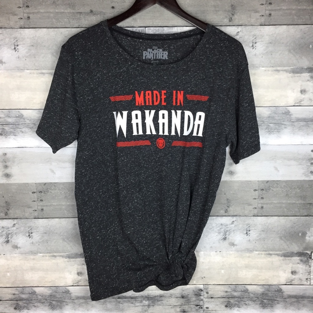 Black Panther Graphic Tee Made in Wakanda Speckled